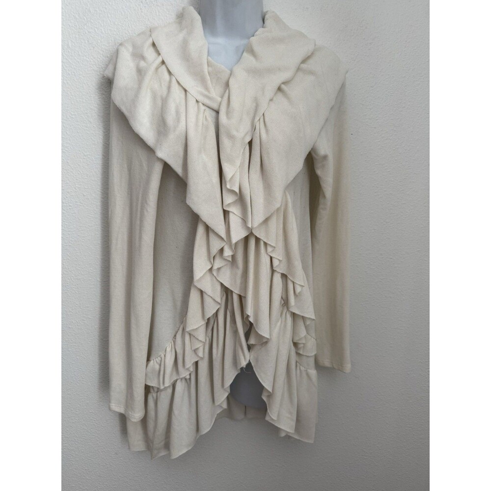 Sweet Pea by Staci Frati cardigan Cream Ruffled Y2K Feminine Girly Size M Boho